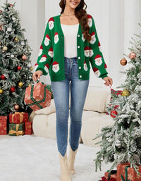 Women’s Christmas Santa Print Cardigan Sweater