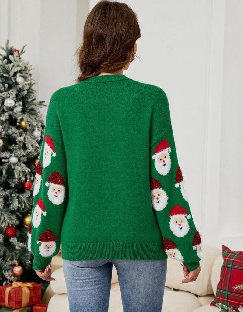 Women’s Christmas Santa Print Cardigan Sweater