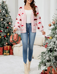 Women’s Christmas Santa Print Cardigan Sweater