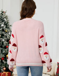 Women’s Christmas Santa Print Cardigan Sweater