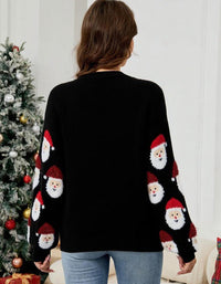 Women’s Christmas Santa Print Cardigan Sweater