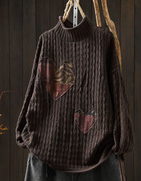 Women's long sleeve textured rib knit sweater front view