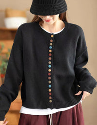 Women's Colorful Buttons Casual Knitted Sweater Cardigan