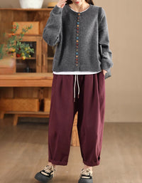 Women's Colorful Buttons Casual Knitted Sweater Cardigan