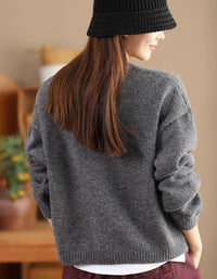 Women's Colorful Buttons Casual Knitted Sweater Cardigan