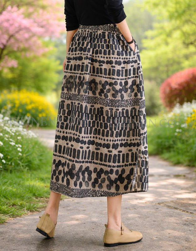 Relaxed fit women’s midi skirt for everyday casual wear back view