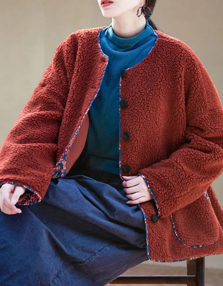 Women's Comfortable Casual Loose Sherpa Fleece Jacket - Islinen