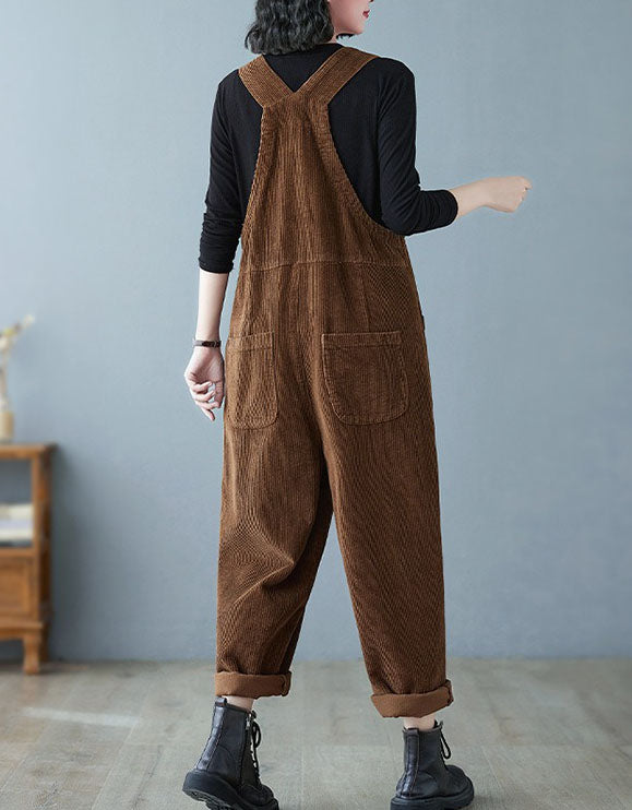 Women’s Comfortable Baggy Corduroy Loose Overalls