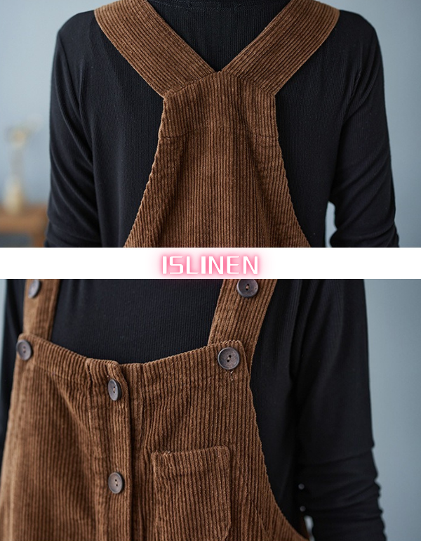Women’s Comfortable Baggy Corduroy Loose Overalls