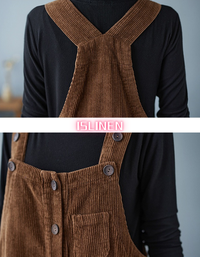 Women’s Comfortable Baggy Corduroy Loose Overalls