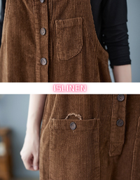 Women’s Comfortable Baggy Corduroy Loose Overalls