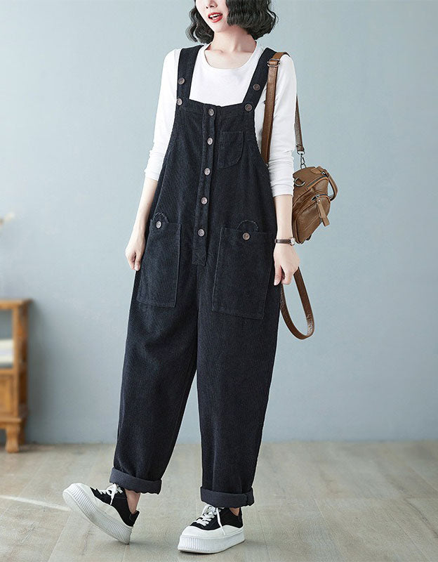 Women’s Comfortable Baggy Corduroy Loose Overalls