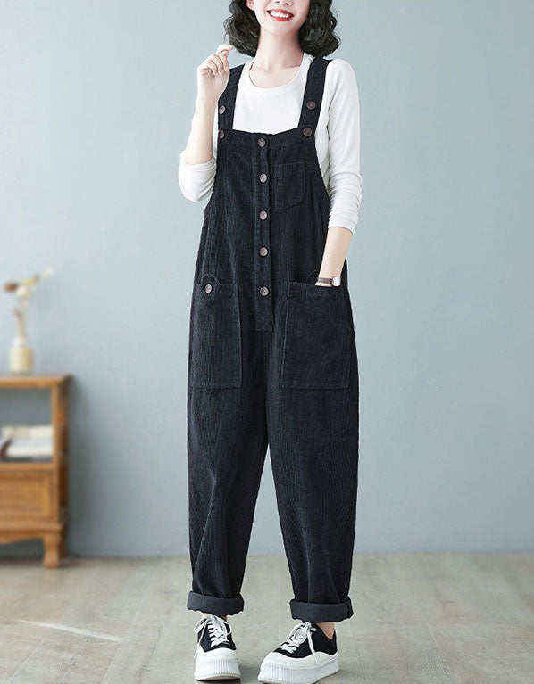 Women’s Comfortable Baggy Corduroy Loose Overalls