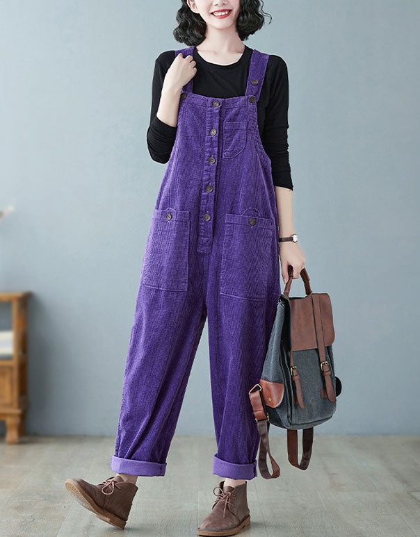 Women’s Comfortable Baggy Corduroy Loose Overalls