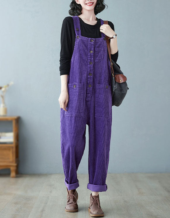 Women’s Comfortable Baggy Corduroy Loose Overalls