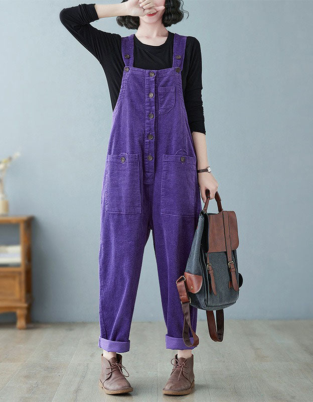 Women’s Comfortable Baggy Corduroy Loose Overalls
