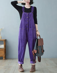 Women’s Comfortable Baggy Corduroy Loose Overalls