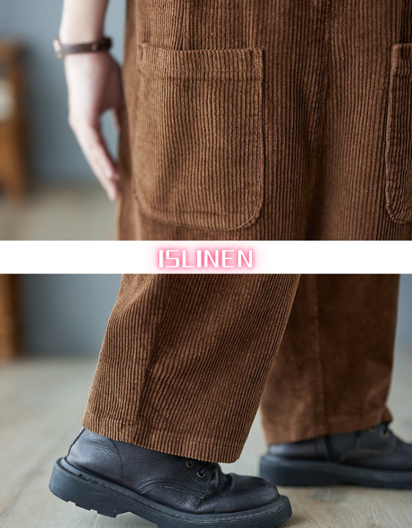 Women’s Comfortable Baggy Corduroy Loose Overalls