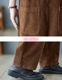 Women’s Comfortable Baggy Corduroy Loose Overalls