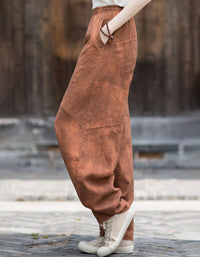 Women's Elastic Waist Linen Pants – Oversized Relaxed Fit Trousers