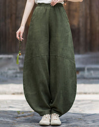 Women's Rustic Linen Harem Pants – Comfortable Loose Fit Trousers