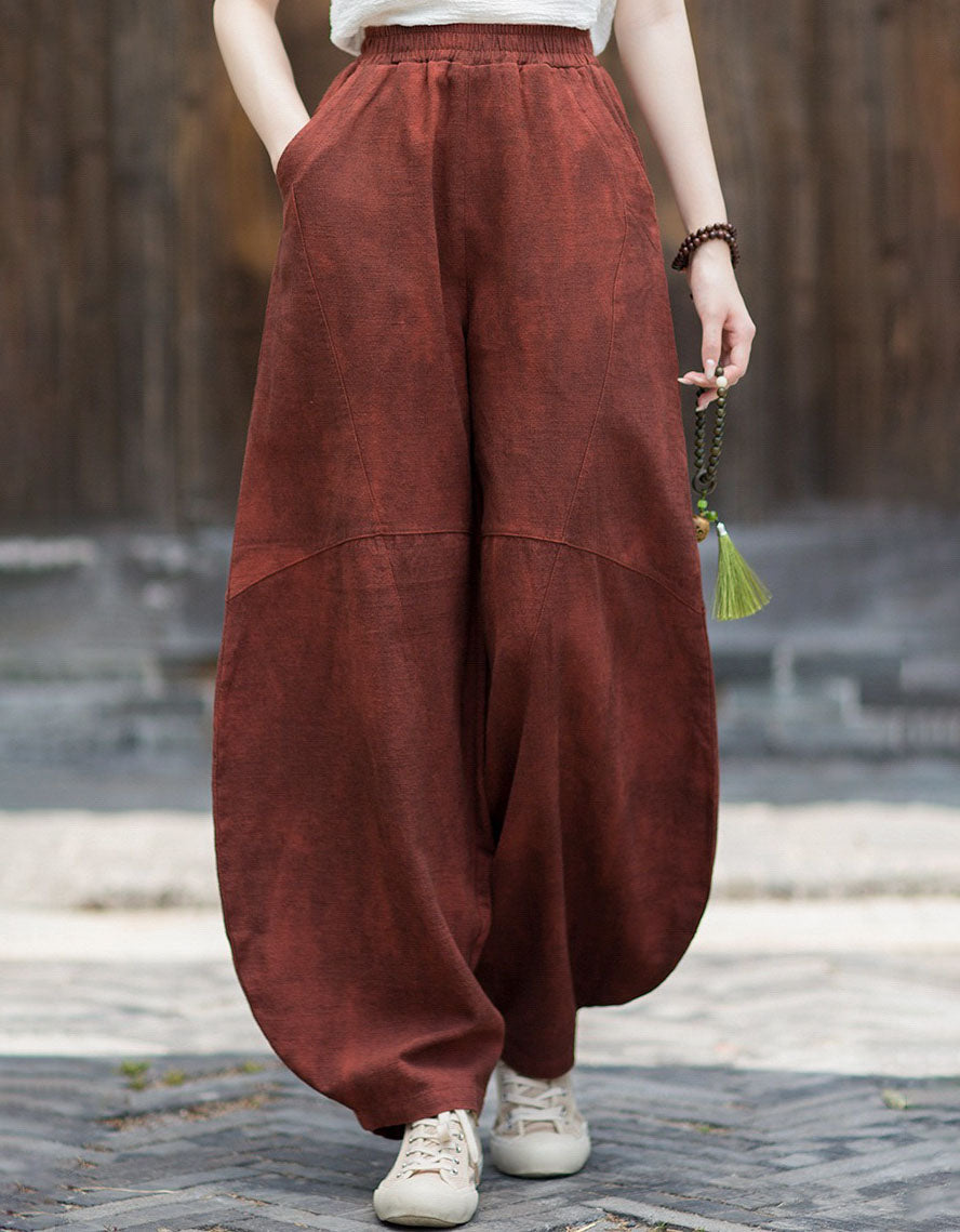 Women's Minimalist Linen Pants – Relaxed Wide Leg Casual Bottoms