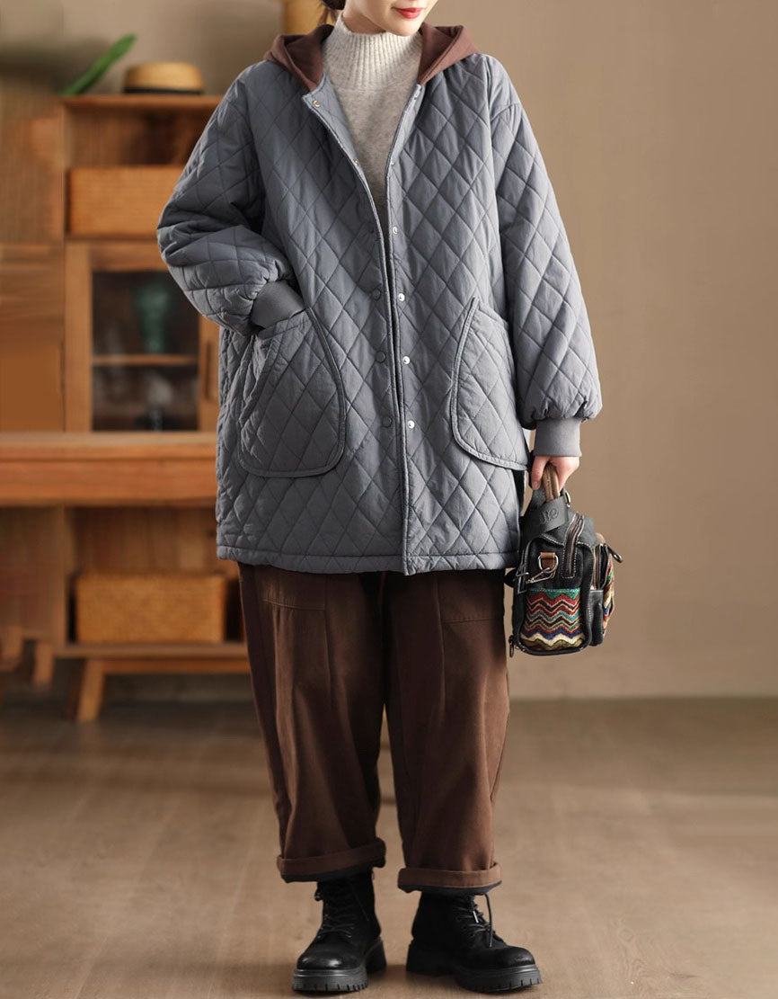 Women's Comfortable Oversized Quilted Hoodie Coat