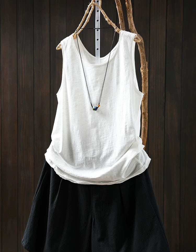 Vintage Purple Linen Sleeveless Summer Tank for Women