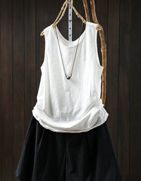 Vintage Purple Linen Sleeveless Summer Tank for Women