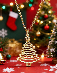 Women’s Elegant Hollow Christmas Tree Pendant Necklace