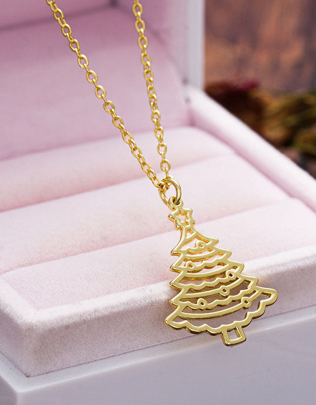 Women’s Elegant Hollow Christmas Tree Pendant Necklace