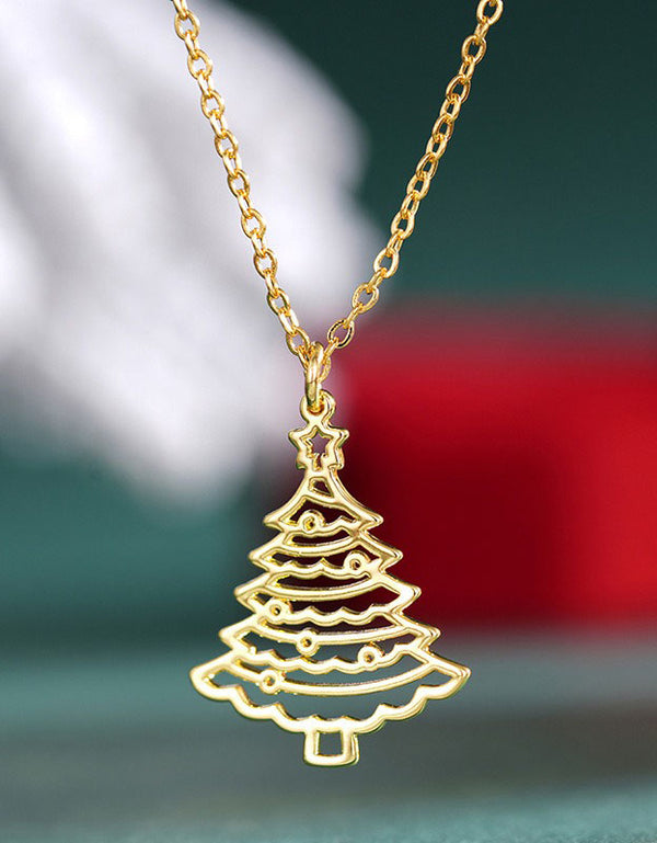 Women’s Elegant Hollow Christmas Tree Pendant Necklace