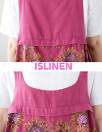 Floral patterned denim harem jumpsuit detail