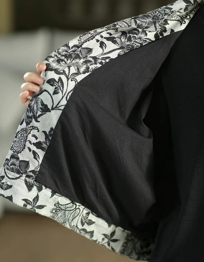 Women's Botanical Floral Button Front Cropped Jacket