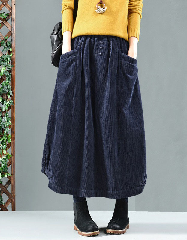 Women's Front Packet Retro Corduroy Skirt