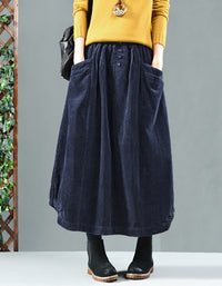 Women's Front Packet Retro Corduroy Skirt
