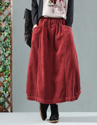 Women's Front Packet Retro Corduroy Skirt