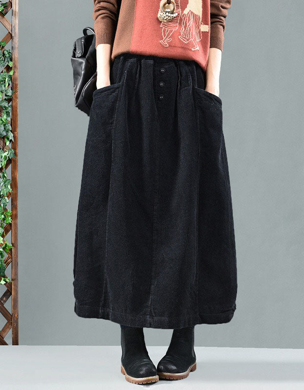 Women's Front Packet Retro Corduroy Skirt