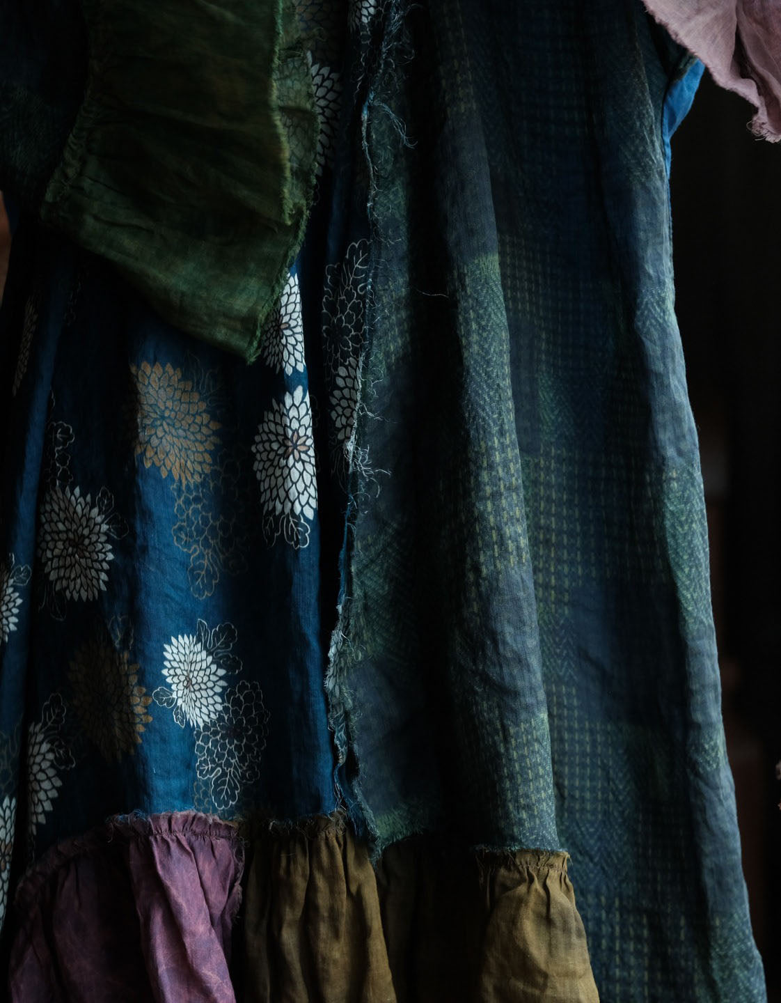 Women's Oversized Patchwork Linen Dress – Vintage Floral Bohemian Maxi Dress
