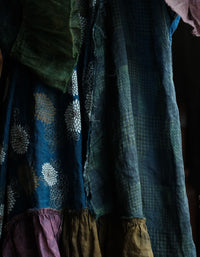 Women's Oversized Patchwork Linen Dress – Vintage Floral Bohemian Maxi Dress