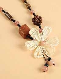 Women's Handmade Floral Wooden Beaded Necklace