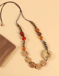 Women's Handmade Floral Wooden Beaded Necklace