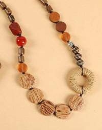 Women's Handmade Floral Wooden Beaded Necklace