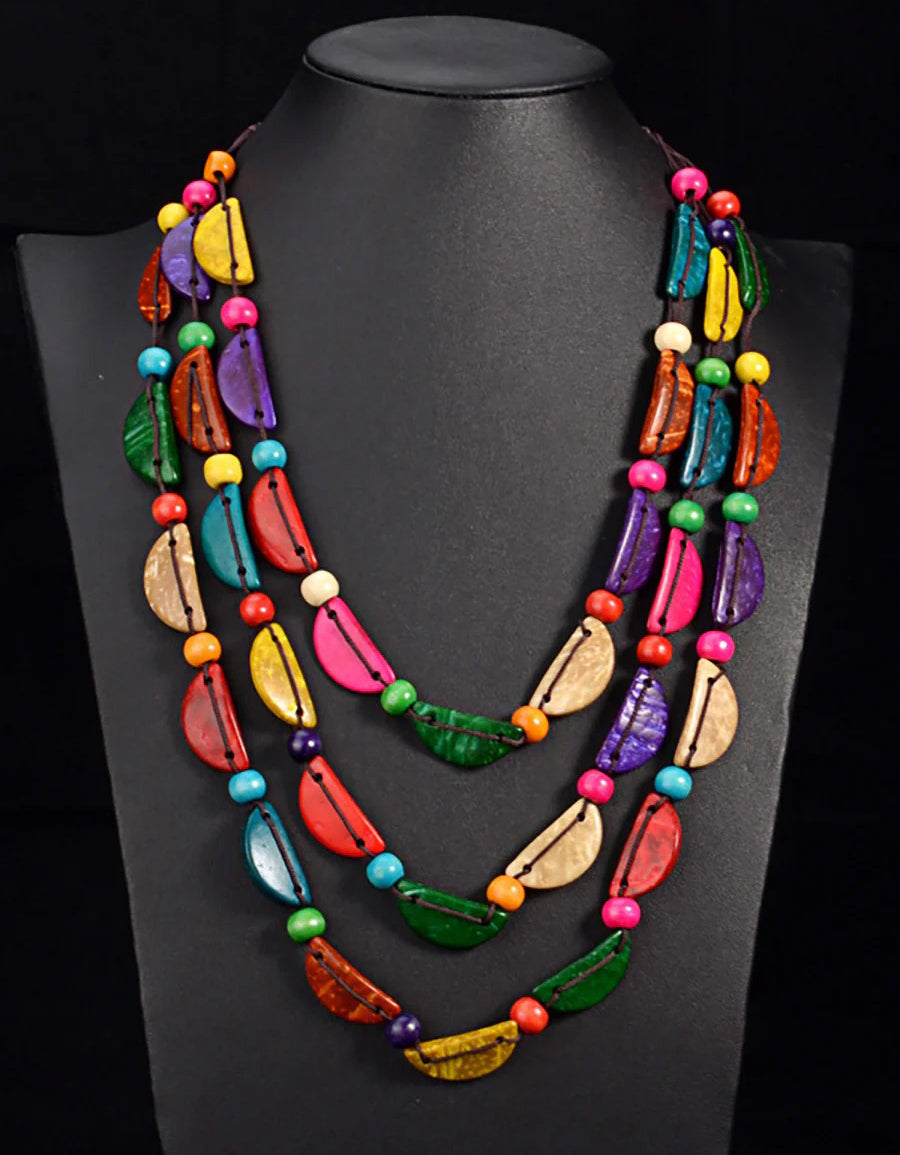 Women's Handmade Multilayer Coconut Shell Bead Necklace