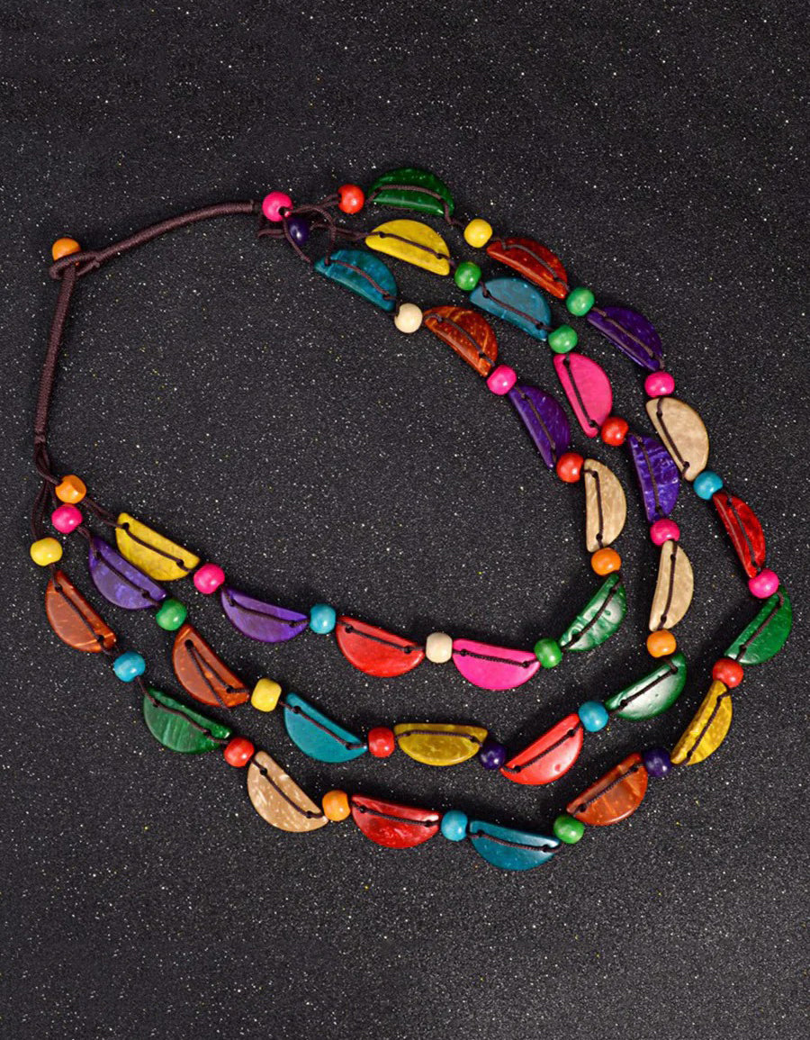 Women's Handmade Multilayer Coconut Shell Bead Necklace