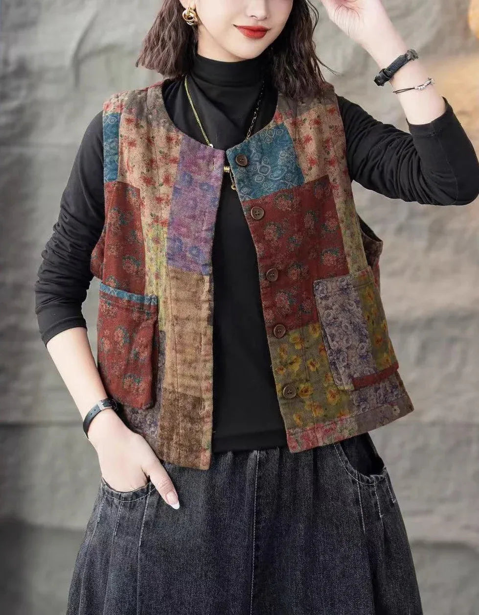 Women’s Patchwork Handmade Vintage Floral Vest - Islinen