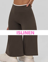 Women wearing flared yoga leggings casual look close-up