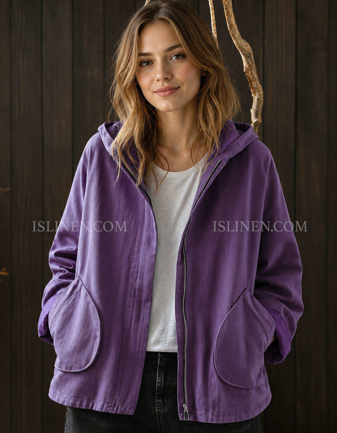 Women's Hooded Jacket – Lightweight Relaxed Fit Zip Up Casual Jacket