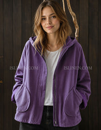 Women's Hooded Jacket – Lightweight Relaxed Fit Zip Up Casual Jacket