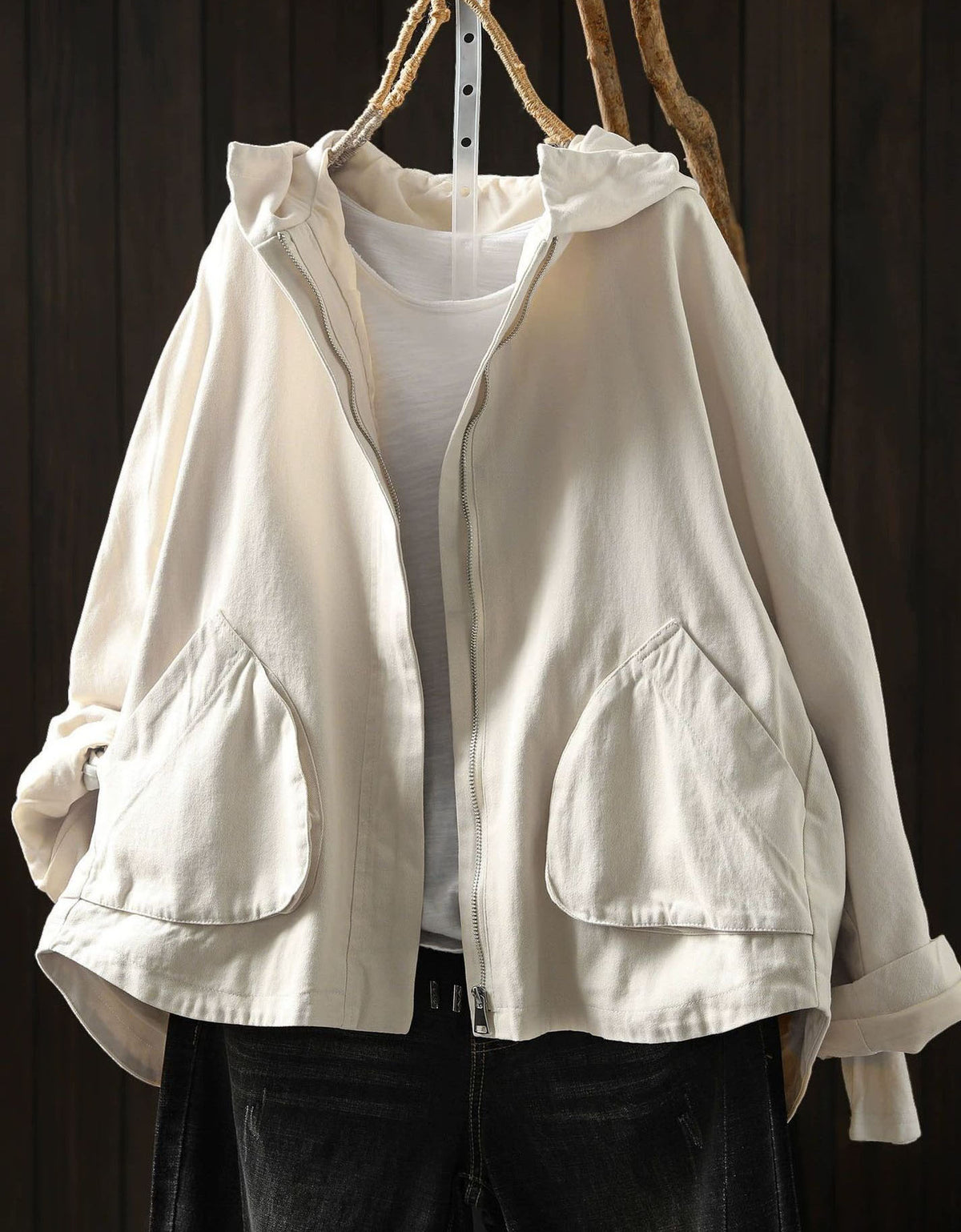 Women's Lightweight Zip Up Jacket – Casual Hooded Jacket with Pockets